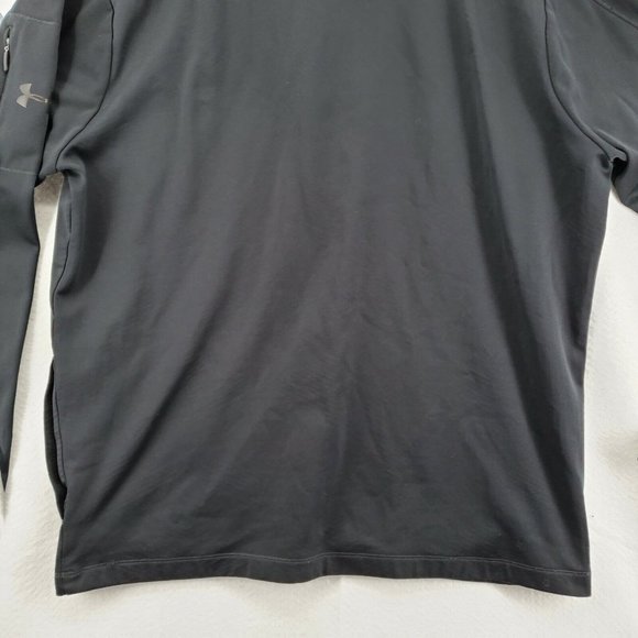 UNDER ARMOUR Shirt Men's Long Sleeve Quarter Zip High Neck Pullover Black XL - Picture 10 of 12